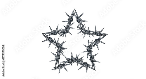 Barbed wire star shape on white background