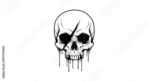 Dripping Skull with Eye Patch and Lightning Bolt Scar