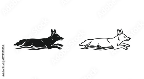 Fox Illustration: Running Canine Vector Art Vector