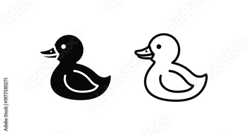 Duck Symbols: Black & White Vector Icons Vector