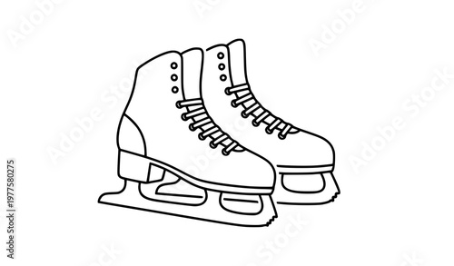 Minimal ice skates vector line illustration