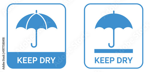 Keep dry label, vector illustration of a package handling symbol indicating protection from moisture, clean flat and outline design suitable for shipping, logistics, and packaging graphics.