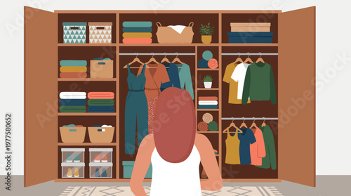 A well-arranged closet showcasing a variety of clothing, organized items, and decorative elements, emphasizing the importance of organization and personal style in living spaces.