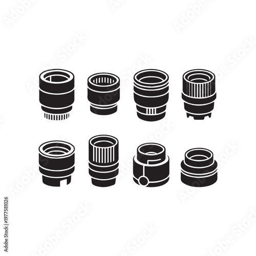 Camera Lens Icon Set Vector