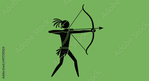 Focused archer aiming bow and arrow with determination