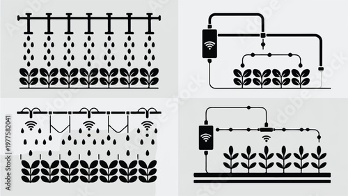 Smart farming technology and irrigation systems with plants and WiFi signals for precision agriculture