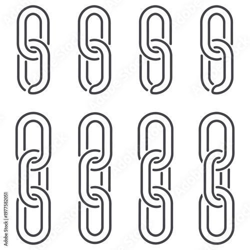 Chain links segments connected abstract interlocking pattern graphic design.
