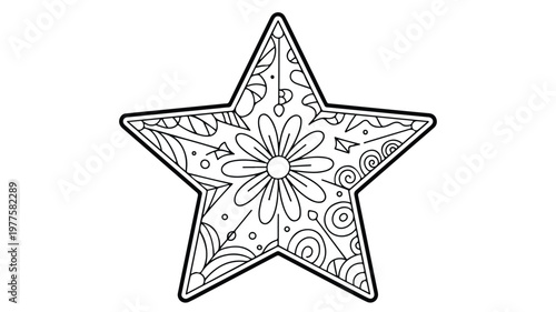 star shape with floral patterns and swirls design element