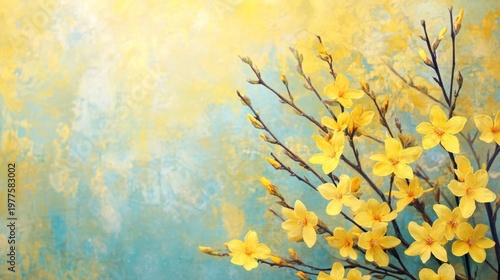 Yellow flowers on textured background.