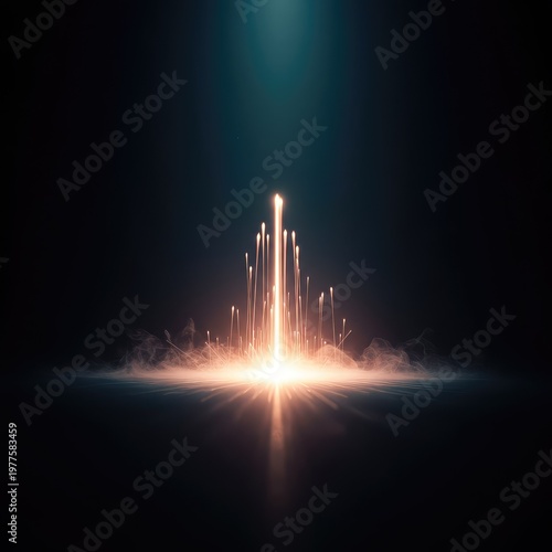 Ethereal luminescence emerging from a deep conceptual void, symbolizing fundamental existence, awareness, consciousness, and deep reality, concept, emerging, focus