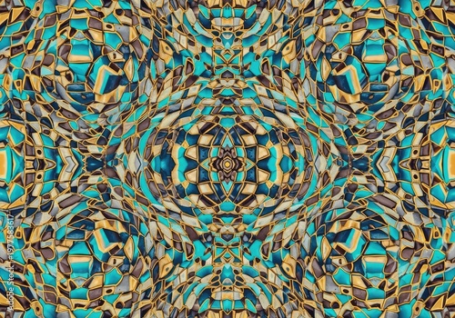 Hypnotic infinite abstract pattern of identical shapes repeating in perfect sequence, emphasizing mathematical precision and rhythmic structure, precision, visual, consistency