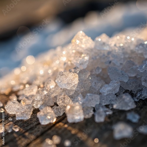 Macro Photo Salt Crystals White Texture Background Close-Up Detail Crystalline Structure Food