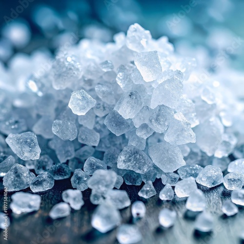 Crystalline Salt Macro Photography White Crystals Background Texture Close-Up Food Ingredient