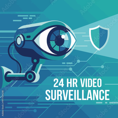 A digital illustration of a high-tech surveillance camera representing modern security measures, showcasing the importance of safety and vigilance in our daily lives.