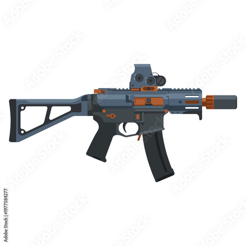 A sleek, modern firearm design showcasing intricate details and accessories, highlighting contemporary weaponry aesthetics and innovative features for enthusiasts.