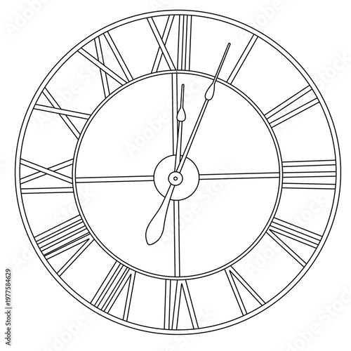 Line Art Wall Clock Vector Illustration