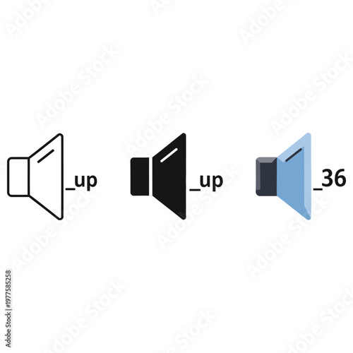 Visual representation of audio volume increase from muted to maximum level