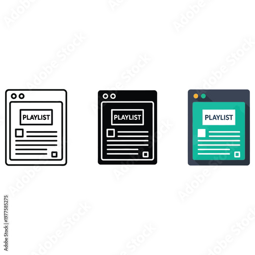 Illustrations of a playlist displayed on various electronic devices