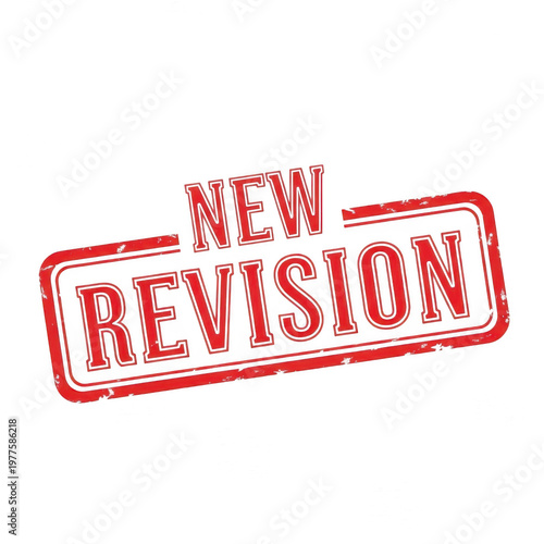 Billede på lærred New revision stamp with red diagonal text overlay