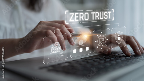 Photography Conceptual representation of cybersecurity strategy focusing on zero trust model