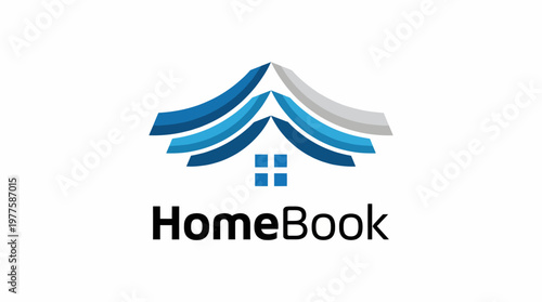 A refined logo design for 'HomeBook' features an artistic representation of a home with a modern flair, ideal for real estate or financial services that focus on housing.