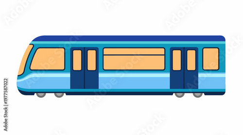 A sleek and modern illustration of a blue train showcasing smooth lines and a stylized design, ideal for representing public transportation and urban travel.