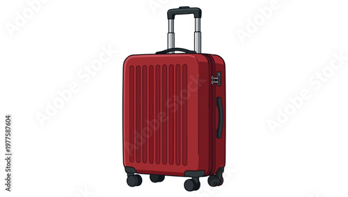Red Suitcase Vector Icon  Modern Travel Luggage Illustration Isolated on White Background, suitcase, luggage, travel, modern suitcase, hard-shell, wheeled luggage, Red suitcase, vector suitcase, 