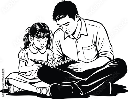 Title father and daughter reading together a heartwarming scene description a