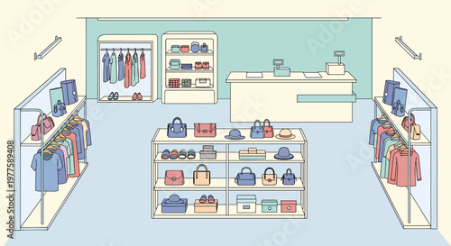 A modern, flat-style illustration of a closet full of colorful clothes on hangers conveys order, style, and the joy of a well-organized personal space