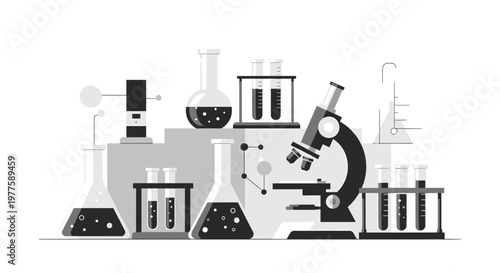 Minimalist graphic of a laboratory flask, evoking themes of scientific discovery and innovative research. Ideal for biotech, technology, or educationa