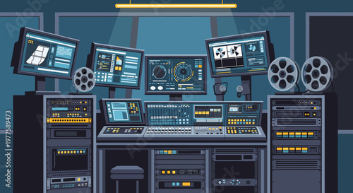 Modern server rack illustration evokes stability, digital infrastructure, and secure data management. Ideal for IT, tech, and cybersecurity related ma