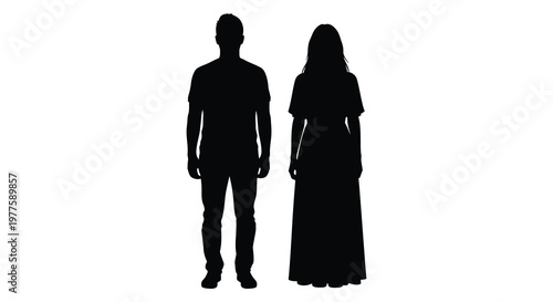 Couple standing side by side a striking black silhouette high quality professional detailed