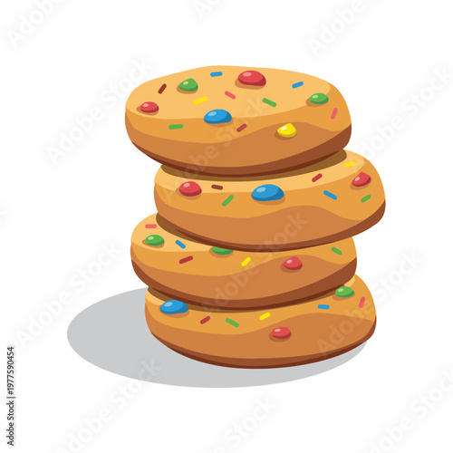 A delightful stack of freshly baked cookies topped with vibrant sprinkles, evoking a sense of joy, nostalgia, and indulgence, perfect for appetizing dessert visuals in food photography.
