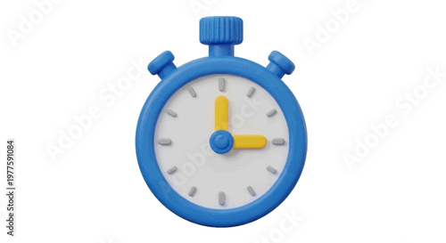 Vector illustration of 3d render of a blue stopwatch on a transparent background