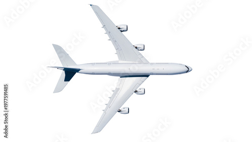 Cuadro en lienzo White jumbo jet airplane with four engines, isolated on transparent background