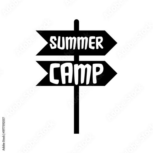 Summer camp road sign icon isolated on white background