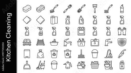 Kitchen cleaning tools including sponge, scrub sponge, dish brush, bottle brush, sink brush, cleaning cloth, microfiber cloth,