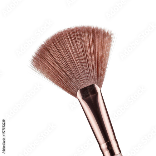 Rose gold fan makeup brush