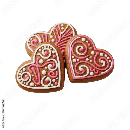 Heart shaped cookies with pink and white icing