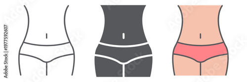 Female figure line icon, diet and body, girls waist sign, vector graphics, a linear pattern on a white background.