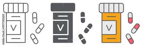 Vitamins bottle line icon, health and pharmacy, pills sign, vector graphics, a linear pattern on a white background.