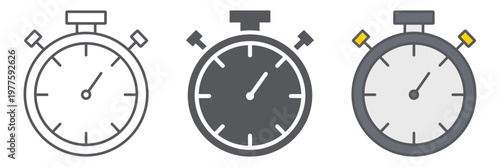 Stopwatch line icon, measure and countdown, timer sign, vector graphics, a linear pattern on a white background.