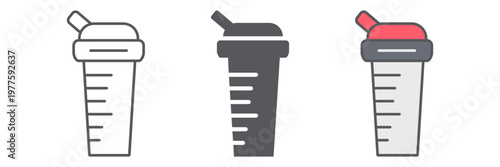 Sports shaker line icon, diet and drink, container sign, vector graphics, a linear pattern on a white background.