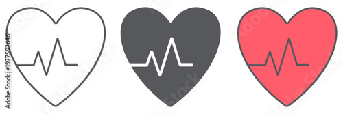 Heartbeat line icon, cardiogram and heart, pulse sign, vector graphics, a linear pattern on a white background.