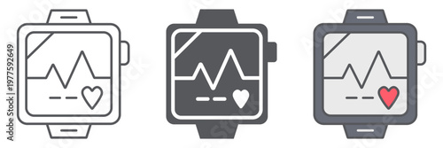 Pulsometer line icon, heart and cardio, heartbeat sign, vector graphics, a linear pattern on a white background.