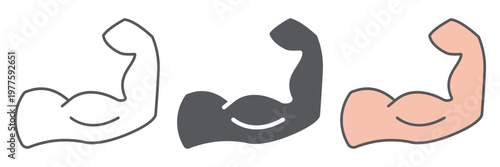 Muscles line icon, power and bodybuilding, muscular arm sign, vector graphics, a linear pattern on a white background.