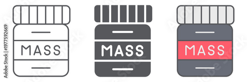 Protein line icon, nutrition and bodybuilding, amino bottle sign, vector graphics, a linear pattern on a white background.