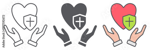 Health protection line icon, medical and security, health safety sign, vector graphics, a linear pattern on a white background.