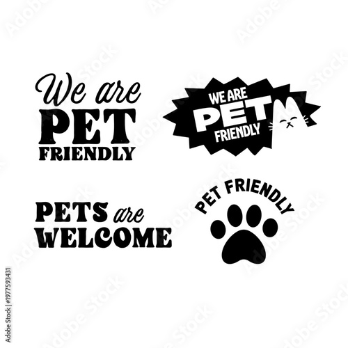Pets are welcome banner simple icon pet friendly places