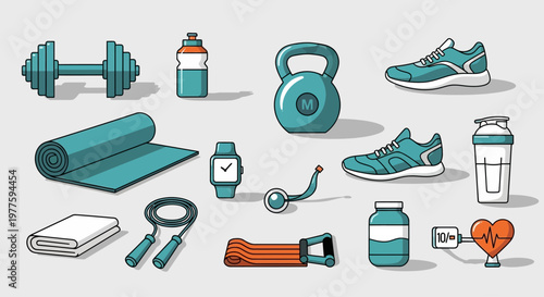 Fitness equipment and workout accessories.